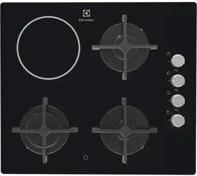 Hob/ Electrolux/ Electrolux EGE6182NOK / 3Gas+1Electric / 60cm / Black Glass Hob/ Electrolux/ Electrolux EGE6182NOK / 3Gas+1Electric / 60cm / Black Glass - Image 1